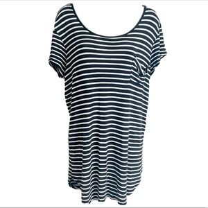 Body Glove striped scoop neck tunic top cap sleeve black white stretchy …